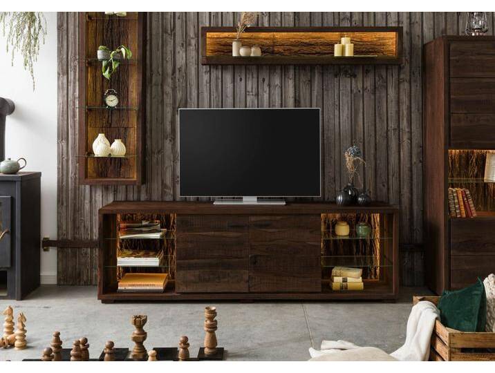 TV-Board Akazie 200x40x63 dunkelbraun lackiert BARK #213 von Wolf-Möbel