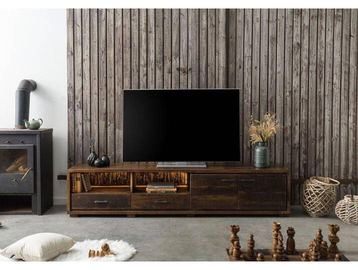 TV-Board Akazie 220x40x47 dunkelbraun lackiert BARK #210 von Wolf-Möbel