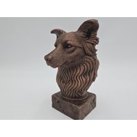 Handbemalte Büste - Border Collie | Art.nr. B-Mp-Bc-Tb von WolfArtworksDE
