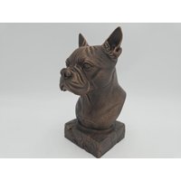 Handbemalte Büste - Boston Terrier | Art.nr. B-Mp-Bt-Tb von WolfArtworksDE