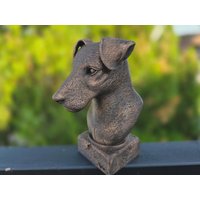 Handbemalte Büste - Deutscher Jagdterrier | Art.nr. B-Mp-Deu-Tb von WolfArtworksDE