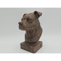 Handbemalte Büste - Staffordshire Bullterrier | Art.nr. B-Mp-Sb-Tb von WolfArtworksDE