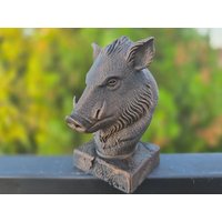 Handbemalte Büste - Wildschwein | Art.nr. B-Mp-Wil-Tb von WolfArtworksDE