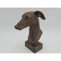 Handbemalte Büste - Windhund | Art.nr. B-Mp-Wi-Tb von WolfArtworksDE