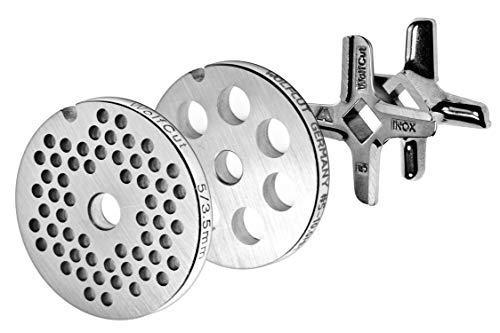 Wolfcut Lochscheibensatz 3,5mm + 10,0mm und 1 Kreuzmesser Eversharp - kompatibel mit alle gängigen Fleischwölfe Gr. 5 – z.B.: Bosch MUM4/MUM5 - Alexanderwerk Gr. 5 – Jupiter Gr. 5 Wolfcut Lochscheibensatz 3,5mm + 10,0mm und 1 Kreuzmesser Eversharp - kompatibel mit alle gängigen Fleischwölfe Gr. 5 – z.B.: Bosch MUM4/MUM5 - Alexanderwerk Gr. 5 – Jupiter Gr. 5 von Wolfcut