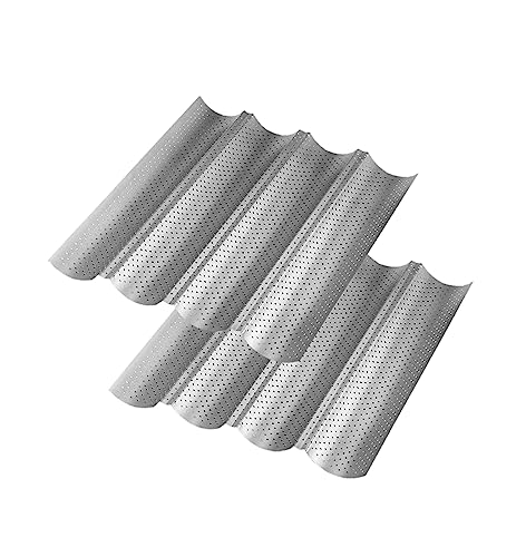 Wolfcut Baguette-Backblech im 2 er Set aus Karbonstahl - Baguetteblech für vier Baguettes - Baguetteform für ein optimales Backergebnis Wolfcut Baguette-Backblech im 2 er Set aus Karbonstahl - Baguetteblech für vier Baguettes - Baguetteform für ein optimales Backergebnis von Wolfcut