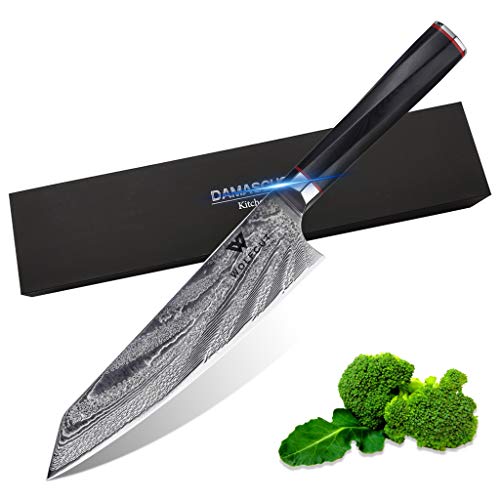 Wolfcut Damascus Chefmesser 20 cm 73 Lagigen japanischer Damaszener Stahl von Wolfcut