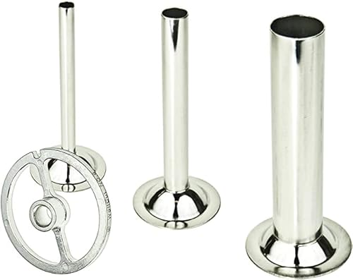 WOLFCUT Wurstfüller - Set (Füllrohr Set + eine Führungsscheibe), Inox, Kompatibel/Ersatz mit Fleischwolf BOSCH MUM4 MUM5 von Wolfcut
