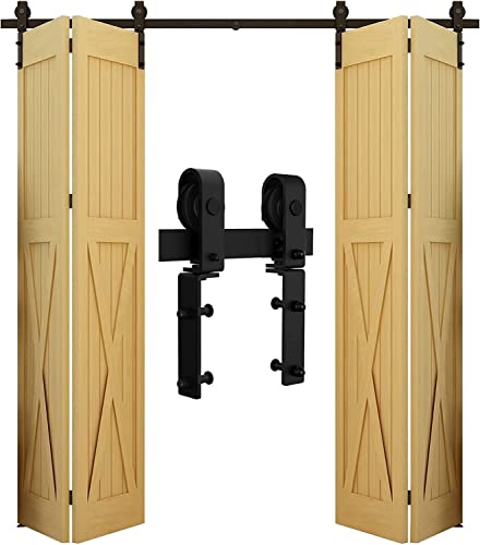 WOLFBIRD 5FT/1.5M Bifold Schiebetürbeschlag für doppelt gerichtetes Beschlagsystem, Falten Bifold Door Kit Geeignet für Türöffnungen von 120–130 cm von WOLFBIRD