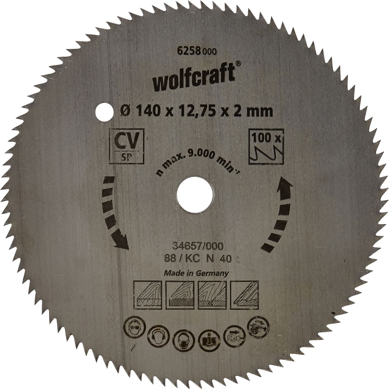 Wolfcraft Kreissägeblatt Ø 140 mm Bohrung Ø 12,75 mm 80 Zähne von Wolfcraft GmbH