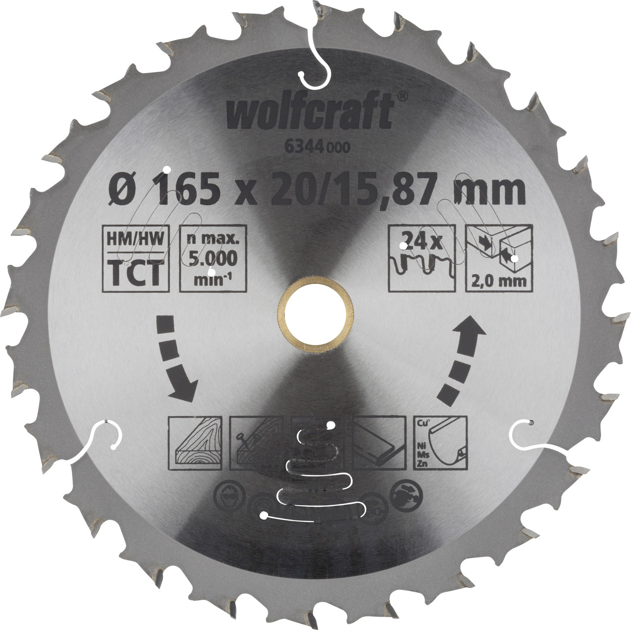 Wolfcraft Kreissägeblatt Ø 165 mm Bohrung Ø 20 mm 24 Zähne von Wolfcraft GmbH