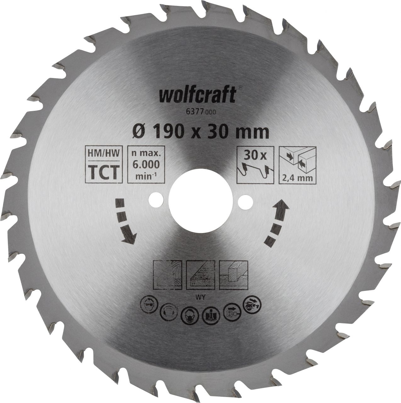 Wolfcraft Kreissägeblatt Serie grün Ø 190 mm Bohrung Ø 30 mm von Wolfcraft GmbH