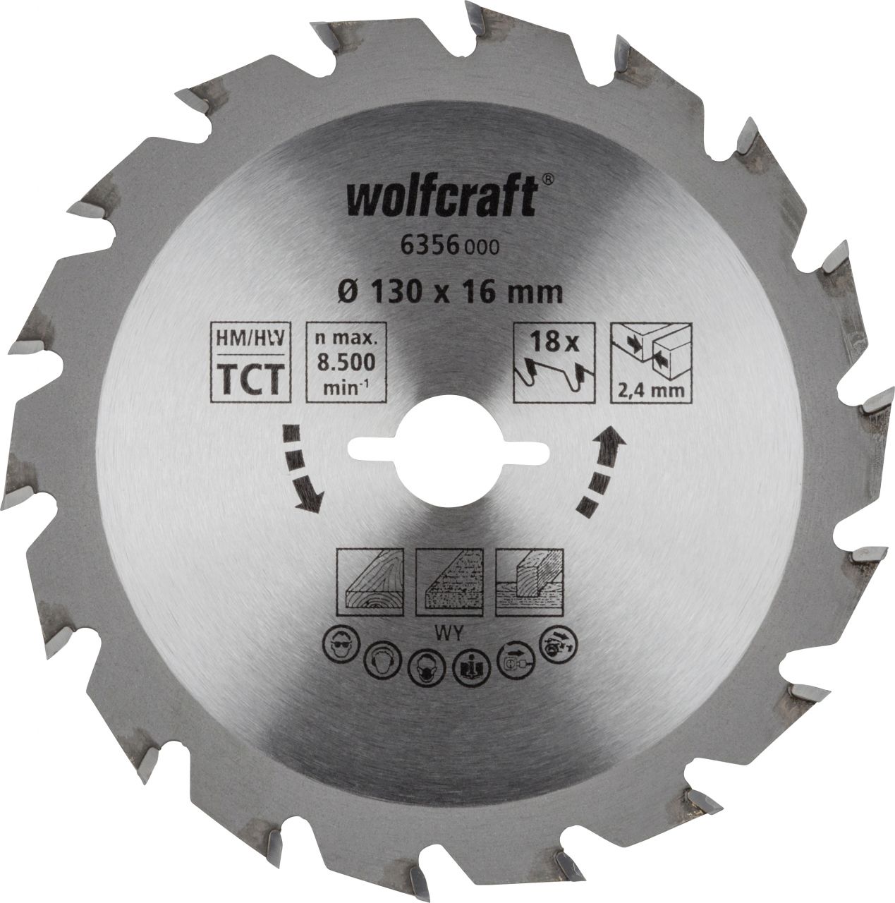 Wolfcraft Kreissägeblatt Serie grün Ø 130 mm Bohrung Ø 16 mm von Wolfcraft GmbH