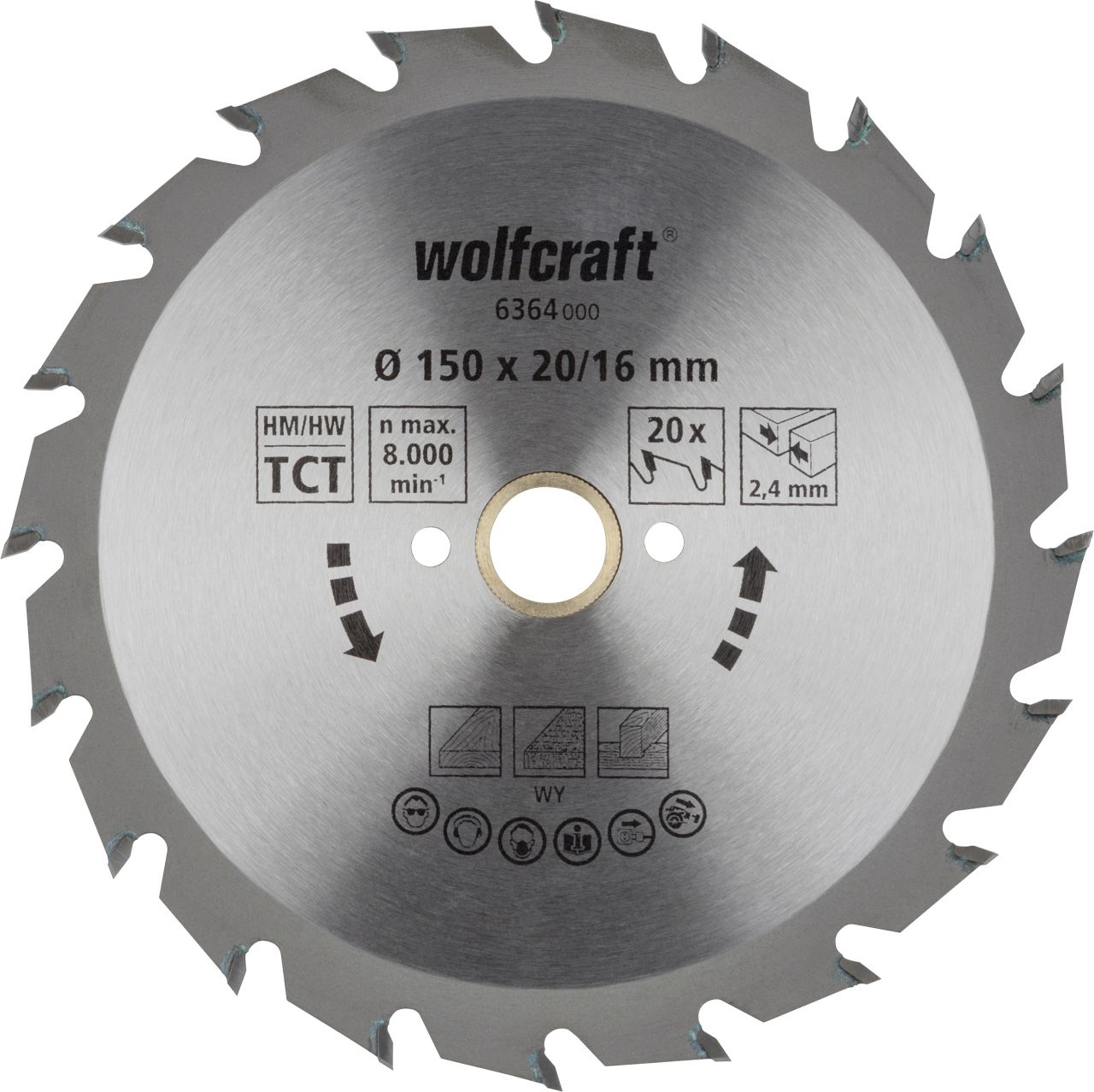 Wolfcraft Kreissägeblatt Ø 150 mm Bohrung Ø 20 mm 20 Zähne von Wolfcraft GmbH