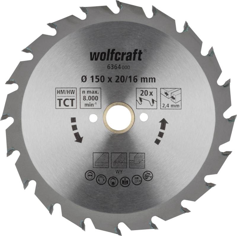 Wolfcraft Kreissägeblatt Ø 150 mm Bohrung Ø 20 mm 20 Zähne Wolfcraft Kreissägeblatt Ø 150 mm Bohrung Ø 20 mm 20 Zähne von Wolfcraft GmbH