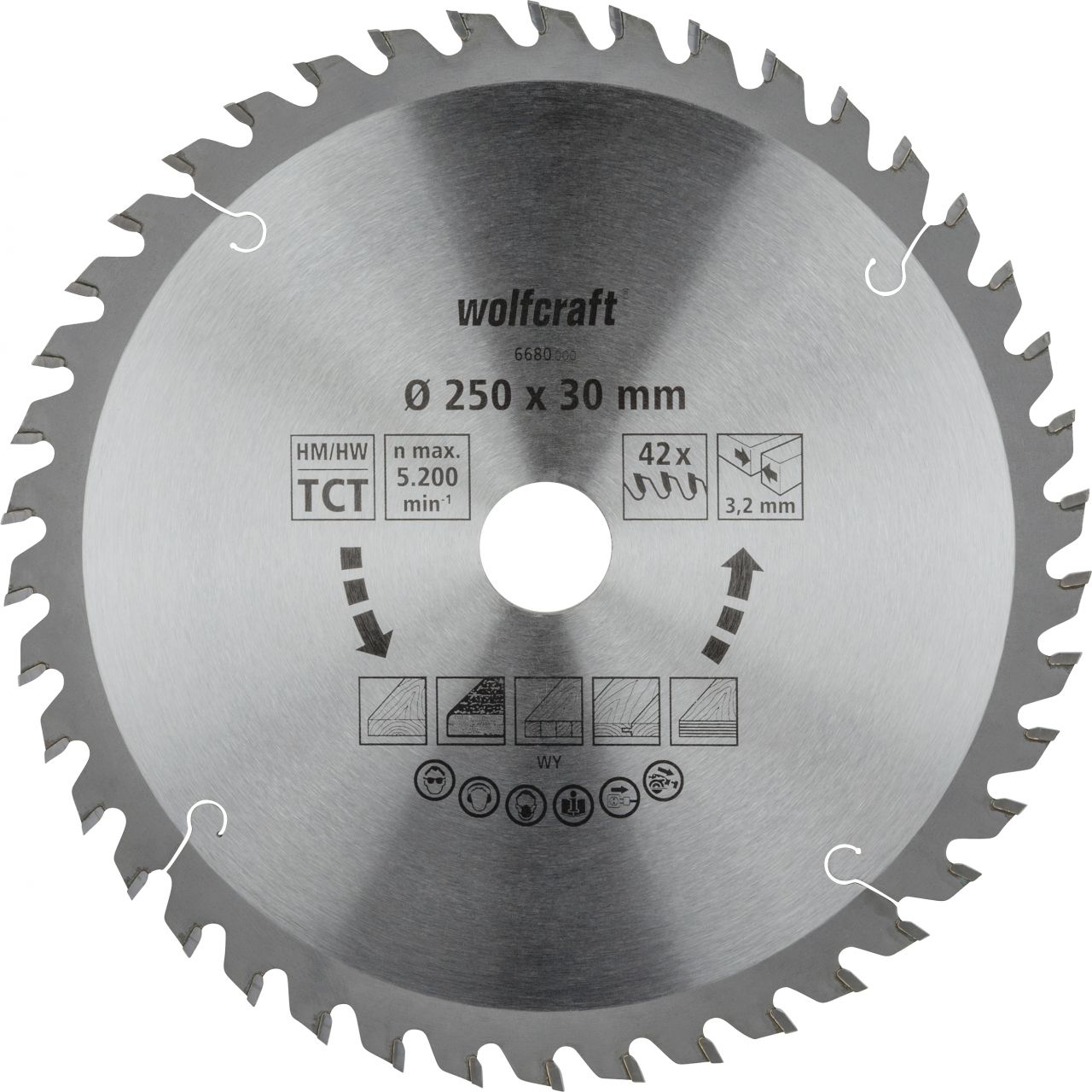 Wolfcraft Kreissägeblatt Ø 250 mm Bohrung Ø 30 mm 42 Zähne von Wolfcraft GmbH