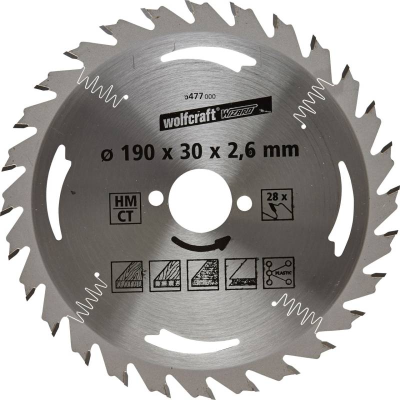 Wolfcraft Kreissägeblatt Serie silber Ø 190 mm Bohrung Ø 30 mm von Wolfcraft GmbH