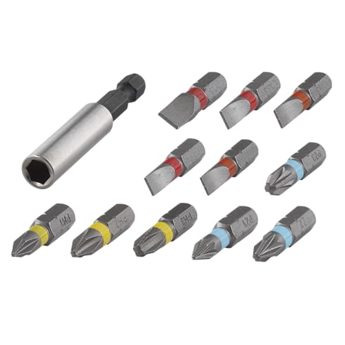 wolfcraft 2445000 Bit-Satz Schlitz/Kreuzschlitz (PH/PZ), 12-tlg. - 11 Solid-Bits in verschiedenen Größen, inkl. Bithalter - Sechskant-¼"-Antrieb von wolfcraft