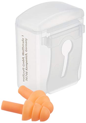 wolfcraft Gehörstöpsel in Aufbewahrungsbox (CE) I 4866000 I Komfortabler wiederverwendbarer Lärmschutz, Orange von wolfcraft