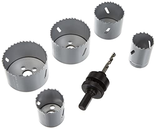 wolfcraft Bi-Metall-Lochsägeneinsatz-Set „Elektro und Sanitär“, 6-tlg. I 3764000 I Für Holz, Kunststoffe, Metalle und Trockenbaumaterialien, Ø 35 - 68 mm, Schnitttiefe 40 mm von wolfcraft