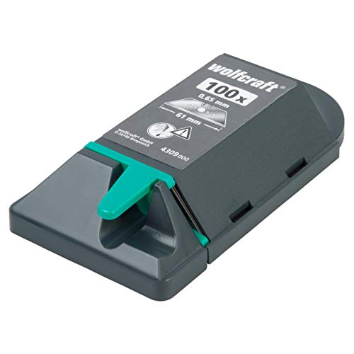 wolfcraft 100 Profi-Trapezklingen 0,65 x 61 mm in Spenderbox I 4309000 I Ersatzklingen von wolfcraft