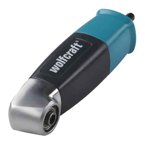 wolfcraft Winkelgetriebe 1 Stück, 4688000, Bohren und Schrauben im 90°-Winkel, Sechskant-¼''-Antrieb, magnetische Sechskant-¼''-Aufnahme, 52-mm-Eckmaß, kugelgelagertes Getriebe von wolfcraft