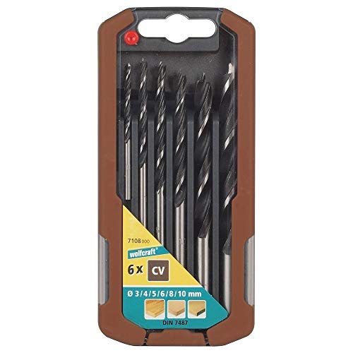 wolfcraft Holzspiralbohrer-Set, Ø 3-10 mm, 6-tlg. I 7108000 I Für Bohrungen in Weichholz von wolfcraft