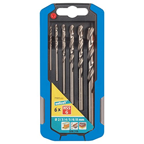 wolfcraft Metallbohrer-Set HSS geschliffen, Ø 2-8 mm, 6-tlg. I 7101000 I Für Bohrungen in harte Materialien von wolfcraft