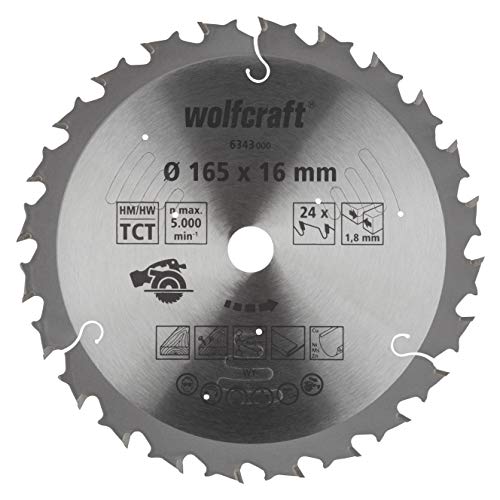 wolfcraft Akku-Handkreissägeblatt Ø 165 x 16 mm - Serie lila - schnelle, mittelgrobe Schnitte von wolfcraft