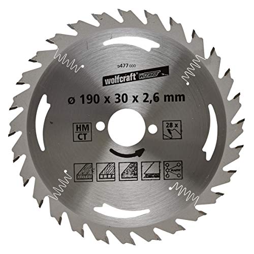 wolfcraft 6477000 | Handkreissägeblatt HM | Serie silber | 28 Zähne | ø190mm von wolfcraft