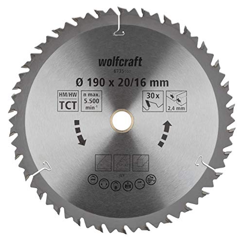wolfcraft 6735000 | Handkreissägeblatt HM | Serie braun | 30 Zähne | ø190mm von wolfcraft