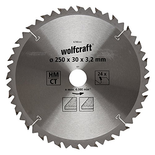 Wolfcraft 6740000 1 TischKreissägeblatt HM, 24 Zähne, ø 250 mm von wolfcraft