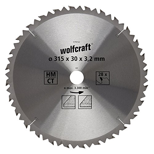 wolfcraft 6742000 1 TischKreissägeblatt HM, 28 Zähne, ø 315 mm von wolfcraft