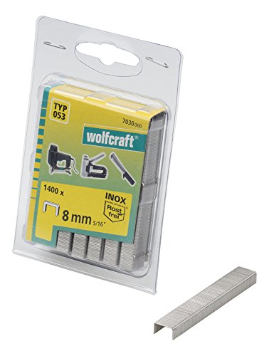 wolfcraft 7030000 Breitrückenklammern INOX Typ 053, grau, 8 mm, 1400 Stück von wolfcraft