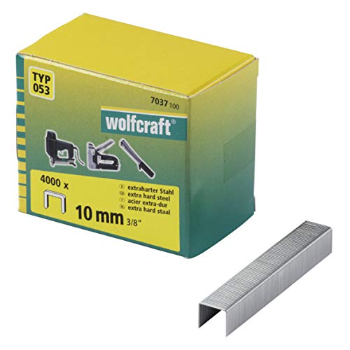 wolfcraft 7037100 Breitrückenklammern Typ 053, extra harter Stahl 10, silber, 10mm, 4000 stück von wolfcraft