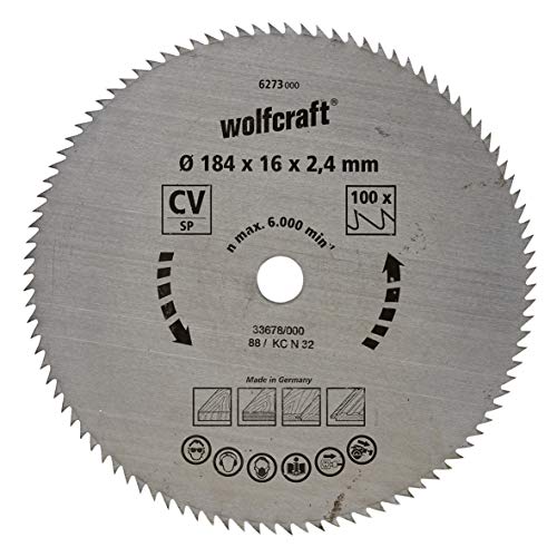 wolfcraft 6273000 | Handkreissägeblatt CV | Serie blau | 100 Zähne | ø184mm von wolfcraft