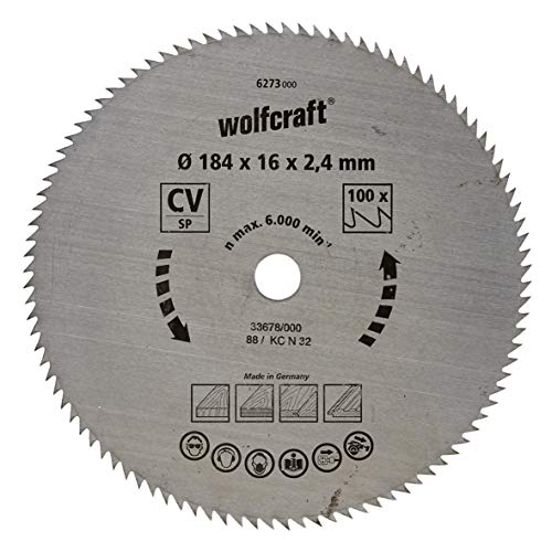 wolfcraft Handkreissägeblatt CV, Serie, Schwarz, Ø 184 x 16 mm von wolfcraft
