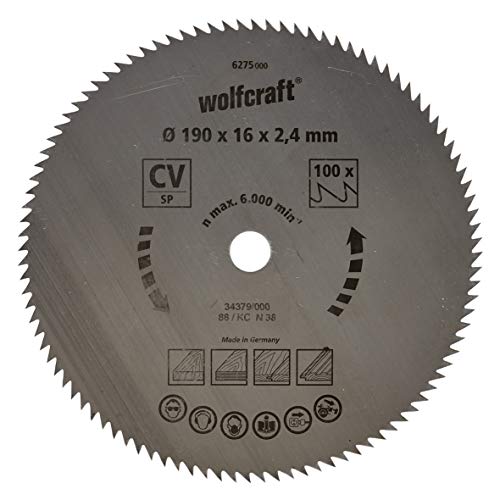 wolfcraft 6275000 | Handkreissägeblatt CV | Serie blau | 100 Zähne | ø190mm von wolfcraft