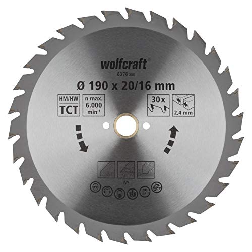wolfcraft 6376000 | Handkreissägeblatt HM | Serie grün | 30 Zähne | ø190mm von wolfcraft