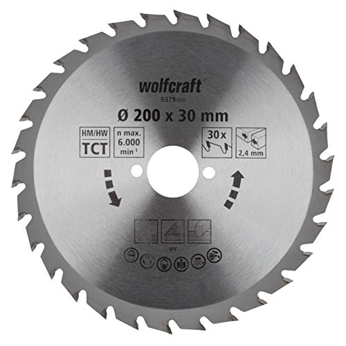 wolfcraft 6379000 | Handkreissägeblatt HM | Serie grün | 30 Zähne | ø200mm von wolfcraft