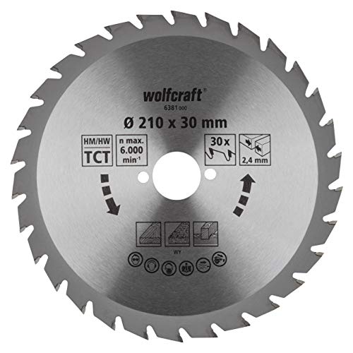 wolfcraft 6381000 | Handkreissägeblatt HM | Serie grün | 30 Zähne | ø210mm von wolfcraft