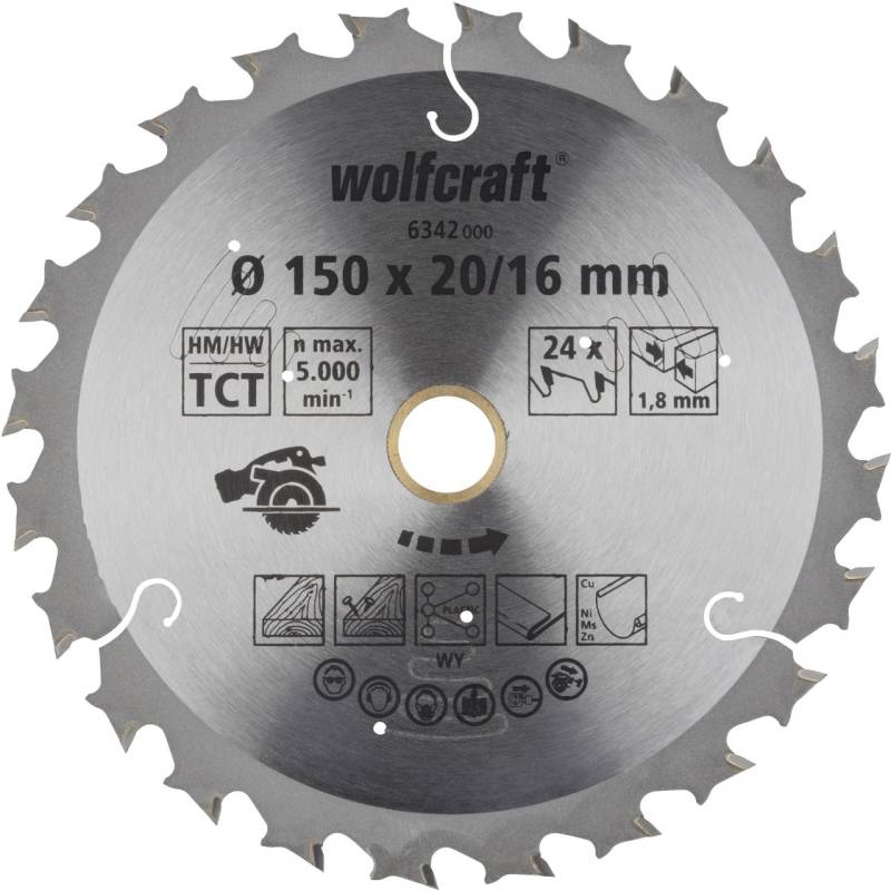 Wolfcraft Kreissägeblatt Ø 150 mm Bohrung Ø 16 mm 24 Zähne von Wolfcraft GmbH