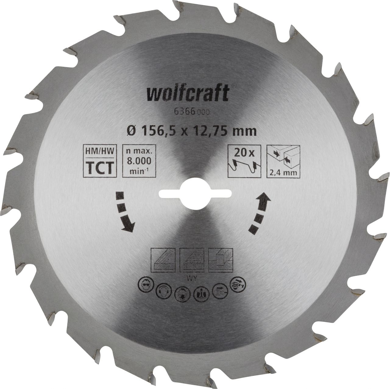 Wolfcraft Kreissägeblatt Ø 156,5 mm Bohrung Ø 12,75 mm 20 Zähne von Wolfcraft GmbH