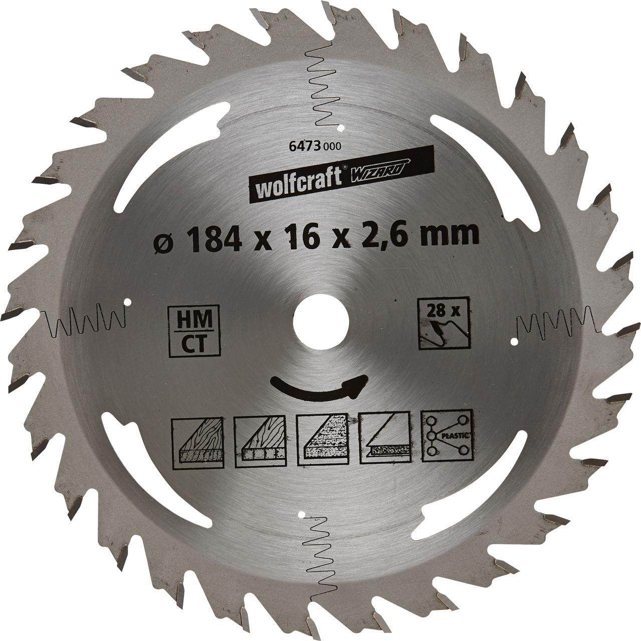 Wolfcraft Kreissägeblatt Serie silber Ø 184 mm Bohrung Ø 16 mm von Wolfcraft GmbH