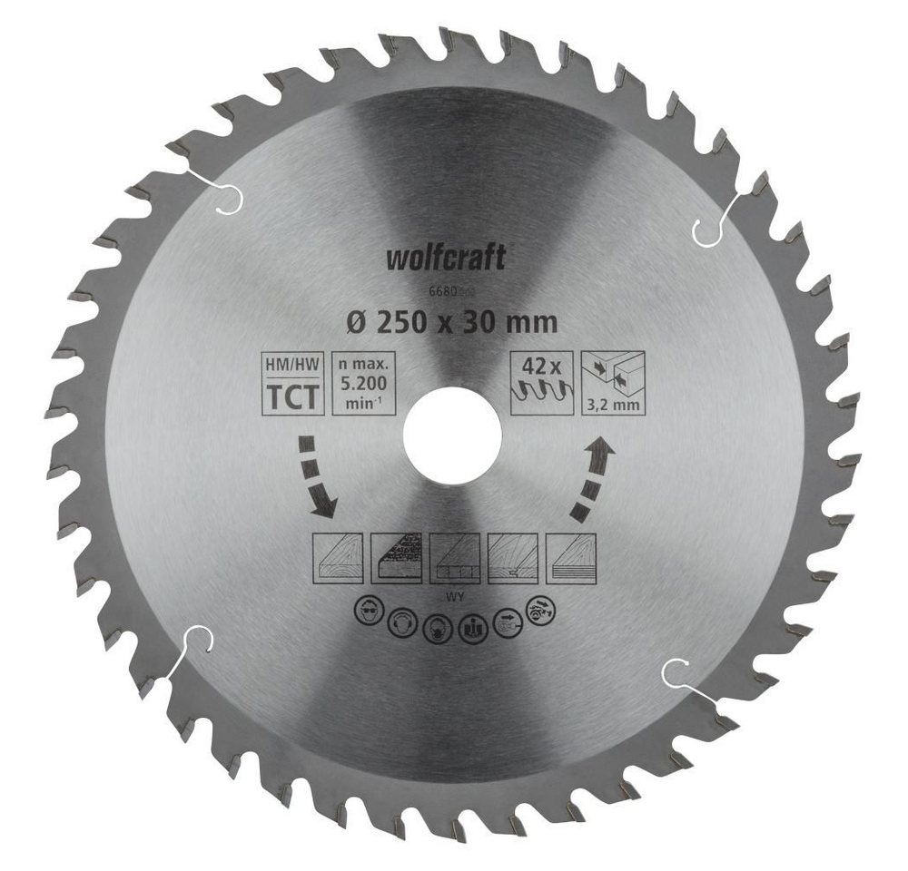 Wolfcraft Kreissägeblatt Tischkreissägeblatt HM, Serie orange 250mm von Wolfcraft