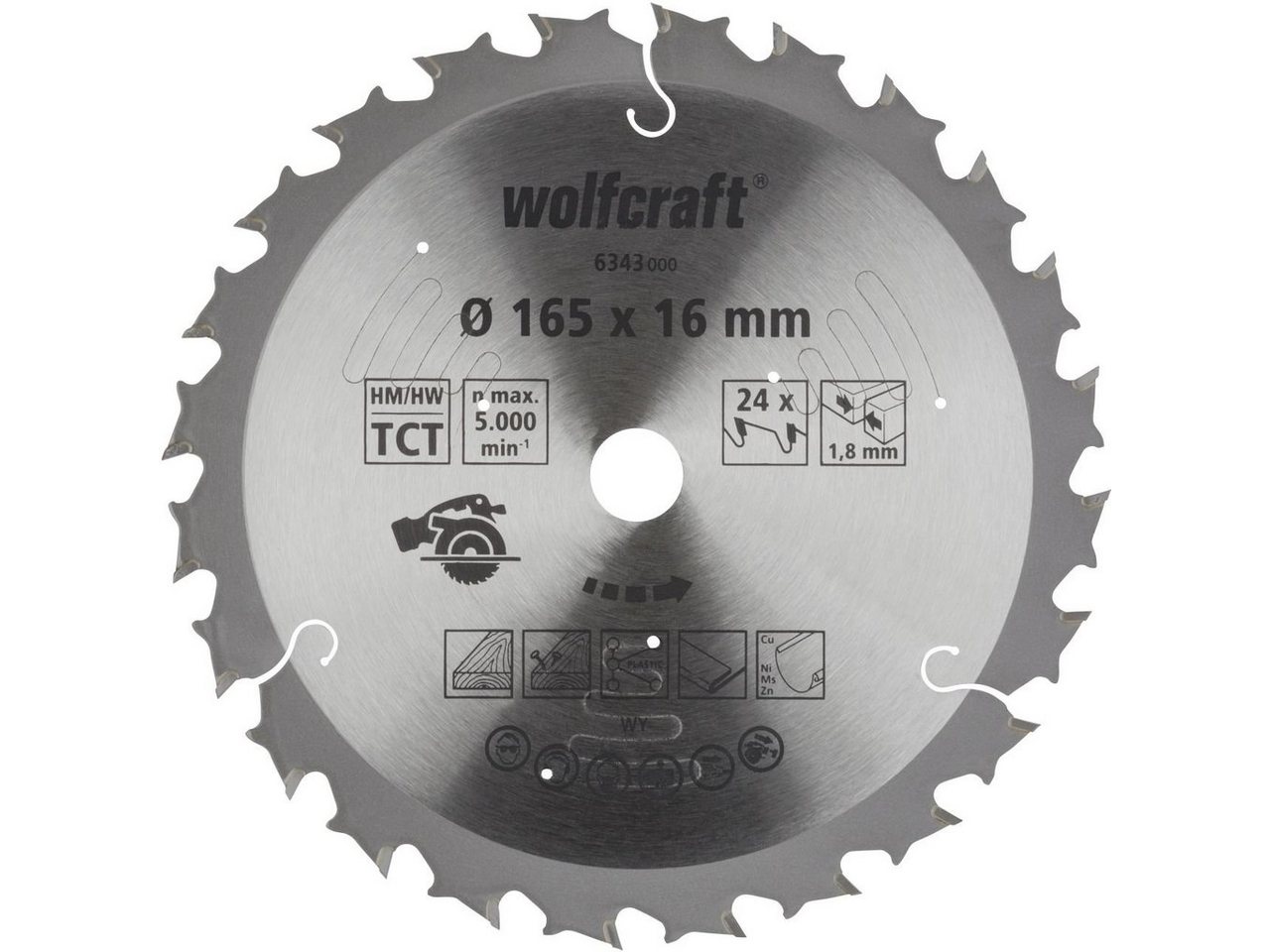 Wolfcraft Kreissägeblatt Wolfcraft Kreissägeblatt Ø 165 mm Bohrung Ø 16 mm von Wolfcraft