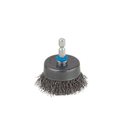 wolfcraft Stahldraht-Topfbürste Ø 50 mm I 2106000 I für Metall, Blech, Holz und Stein, Sechskant-Schaft, zum Entrosten und Vorbereiten von Schweißarbeiten von wolfcraft