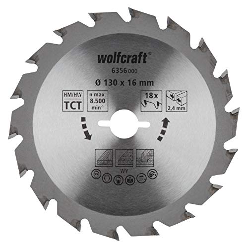 wolfcraft 6356000 | Handkreissägeblatt HM | Serie grün | 18 Zähne | ø130mm von wolfcraft