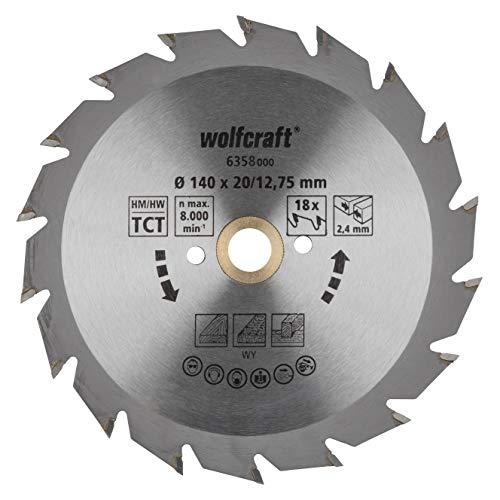wolfcraft 6358000 | Handkreissägeblatt HM | Serie grün | 18 Zähne | ø140mm von wolfcraft