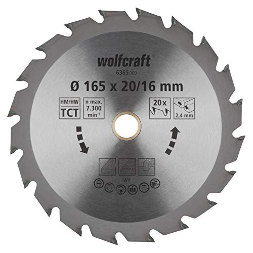 wolfcraft 6365000 | Handkreissägeblatt HM | Serie grün | 20 Zähne | ø165mm von wolfcraft
